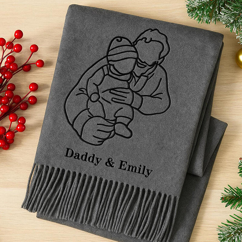 Sciarpa personalizzata con ricamo foto su misura Regalo per i membri della famiglia