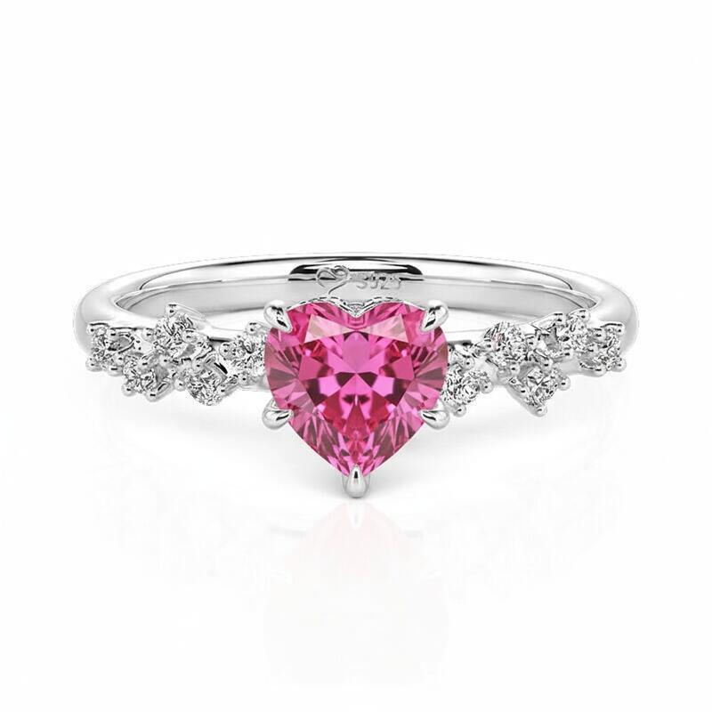 Jeulia Heartbeat Custom Heart Birthstone Promise Ring Sterling Silver