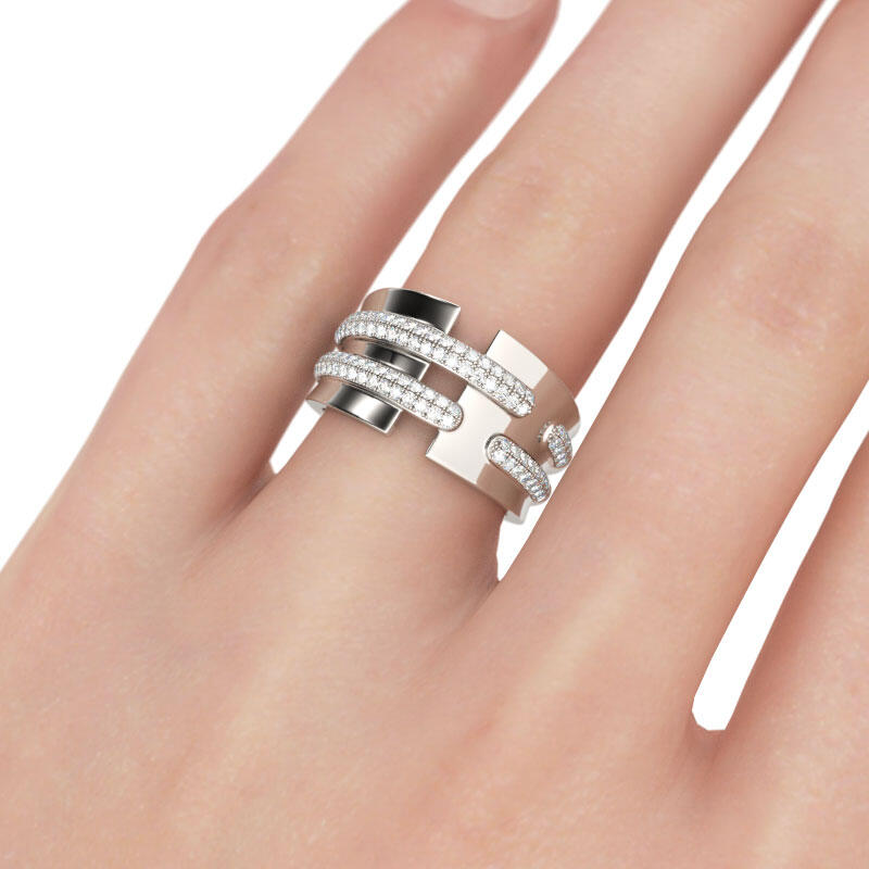 Jeulia Alianza Amplia Para Mujer De Talla Redonda En Plata De Ley