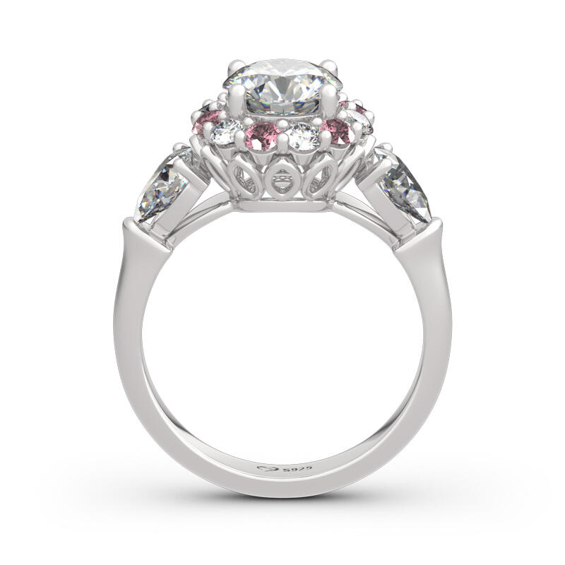 Jeulia Floral Round Cut Sterling Silver Ring