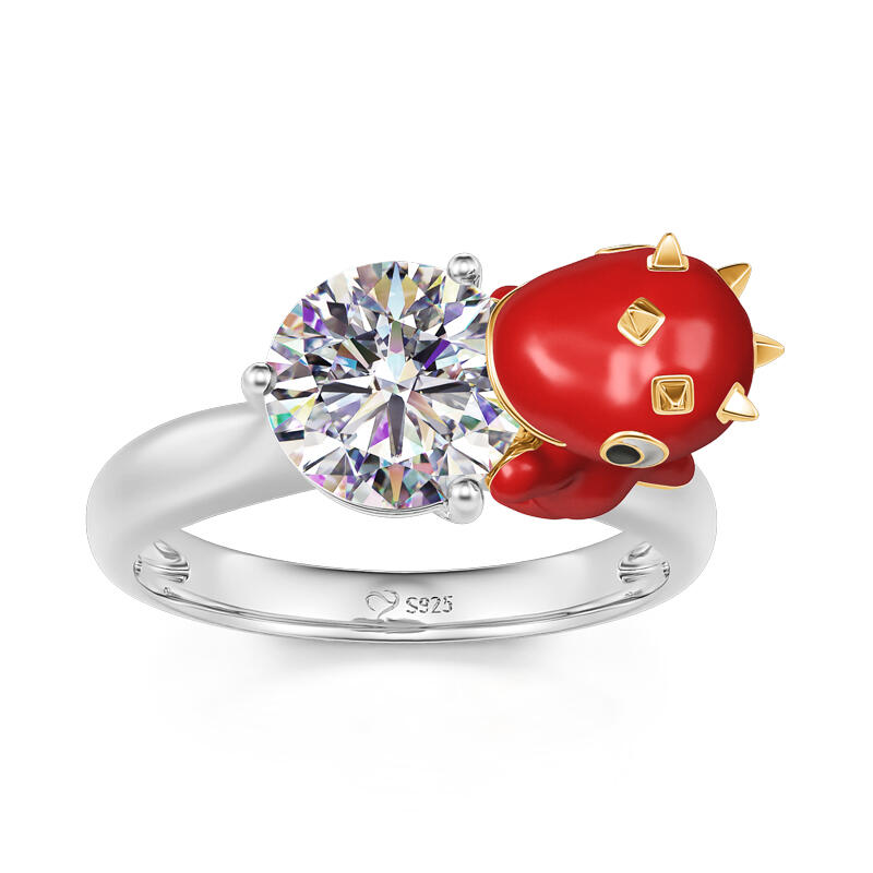 Jeulia Hug Me "Låt oss Spela" Dinosaurie Rundt Skuret  Sterling Silver Ring