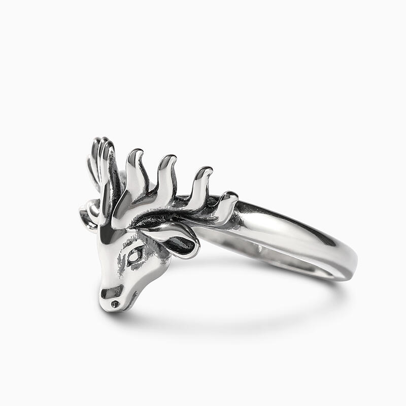 Jeulia Anillo plata con cuernos ciervo vintage punk