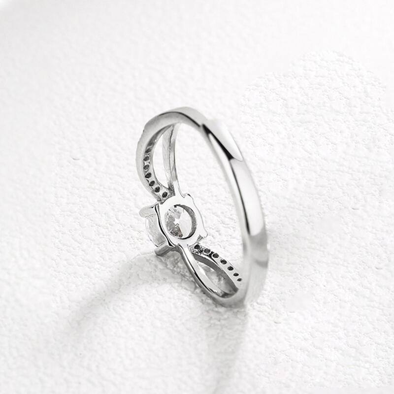 Jeulia "Infinity Love" Round Cut Sterling Silver Adjustable Engagement Ring