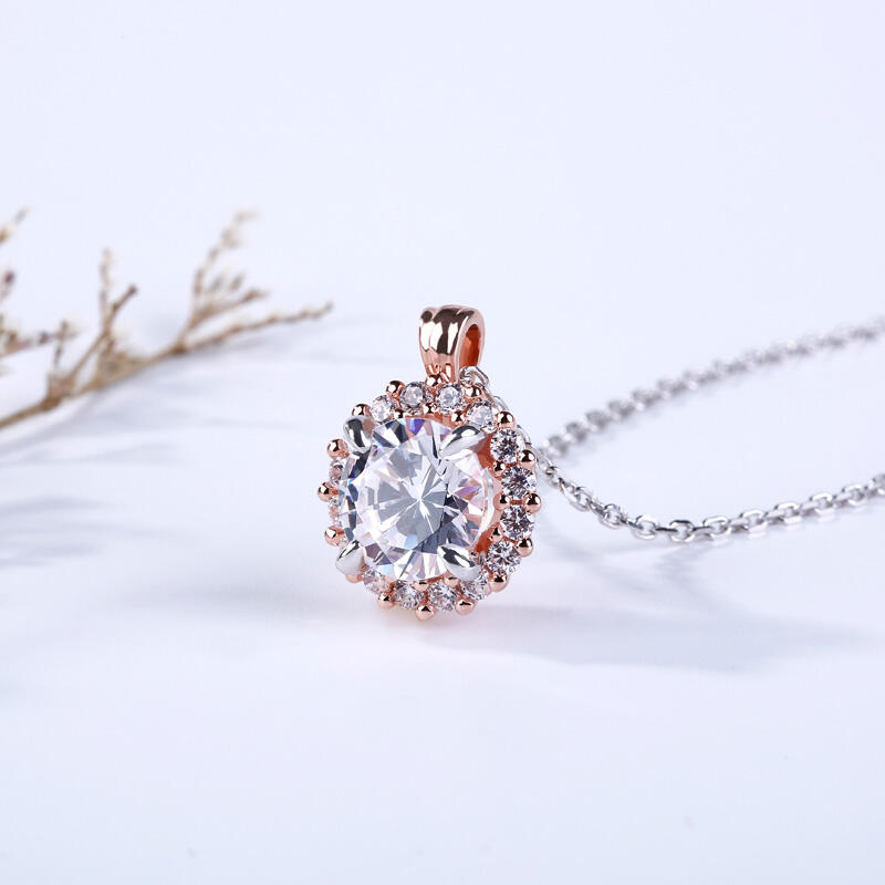 Jeulia Beloved 大粒 取り巻き シルバー ネックレス