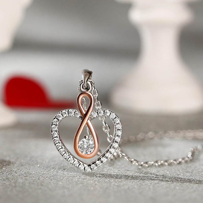 Jeulia "You Complete Me" Infinity Love Heart Sterling Silver Necklace