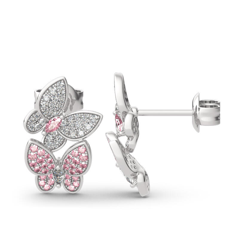 Jeulia "Spring is Coming" Two Butterfly Sterling Silver Earrings