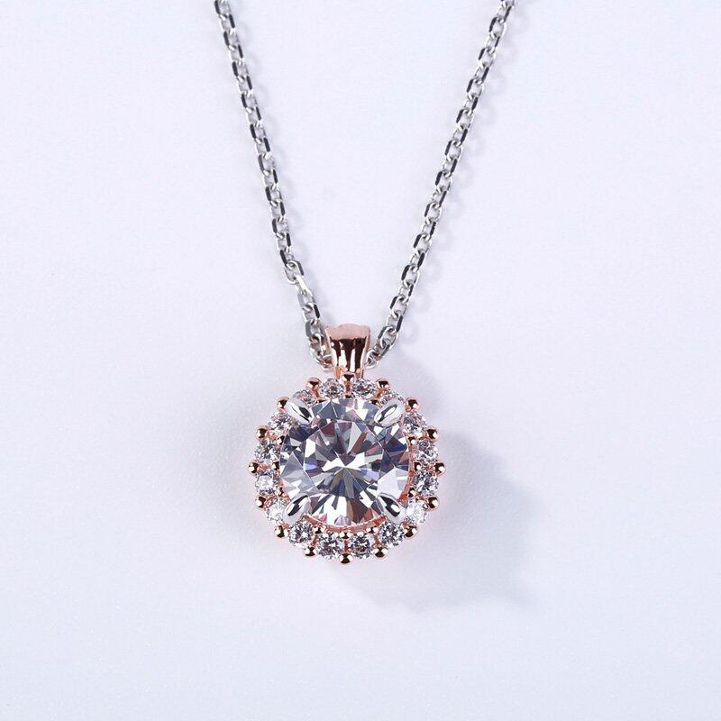 Jeulia Two Tone Halo Round Cut Jewelry Set