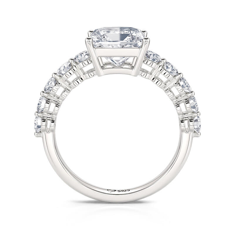 Jeulia Classic Princess Cut Floating Stone Band Sterling Silver Ring