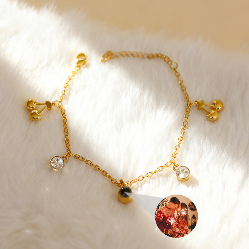 Personalisiertes Foto Projektion Armband  mit Kirschanhänger Geschenk für Mädchen