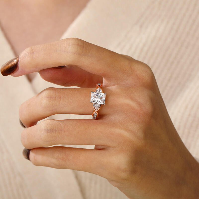 Jeulia Two Tone Infinity Radiant Three Stone Engagement Ring