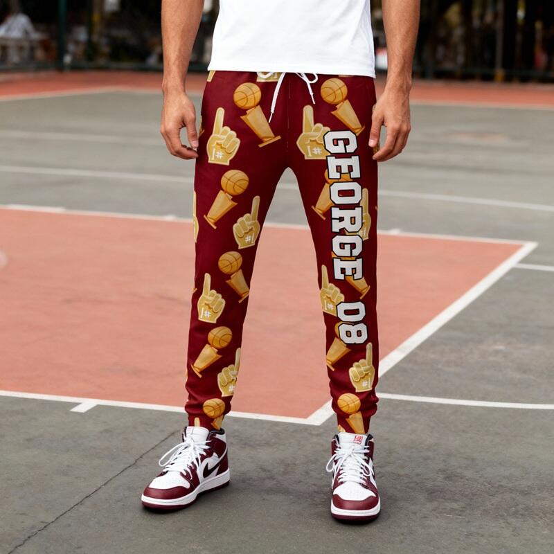 Personalized Unisex Sweatpants Custom Name and Number Trophy Design Gift for Sports Lovers