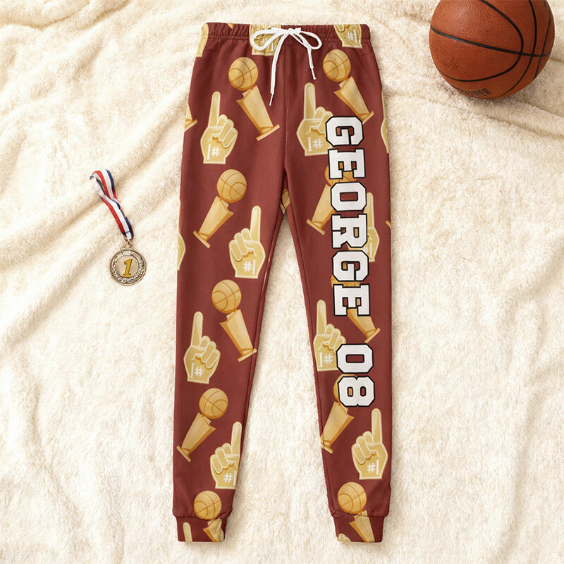 Personalized Unisex Sweatpants Custom Name and Number Trophy Design Gift for Sports Lovers