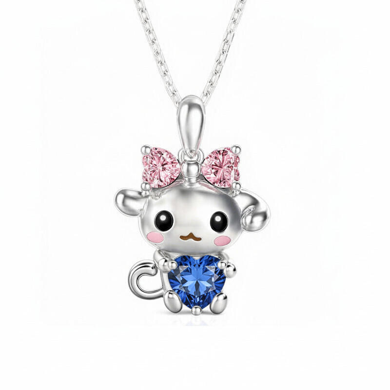Jeulia Hug Me Custom Birthstone Cute Dog Pendant Necklace