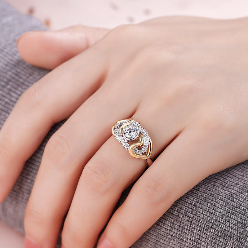 Jeulia "Unstoppable Love" Twist Heart Round Cut Sterling Silver Ring