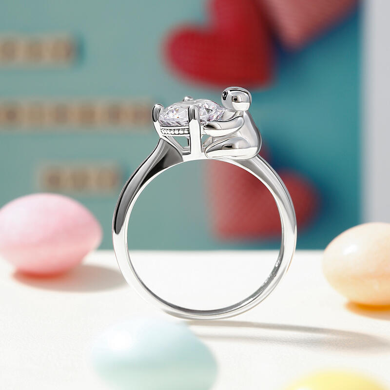 Jeulia Hug Me Anel de robô de prata esterlina com corte redondo