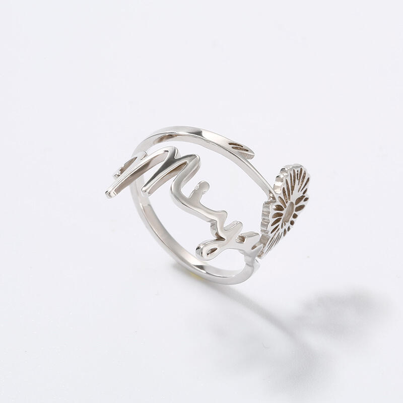 Bague Personnalisée Fleur de Naissance avec Prénom en Argent