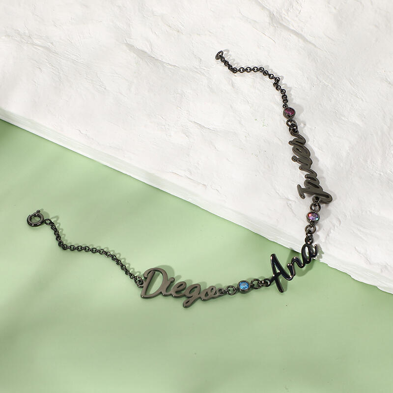 "Ti Accompagno" Bracciale Personalizzato Con Nome E Pietra Di Nascita