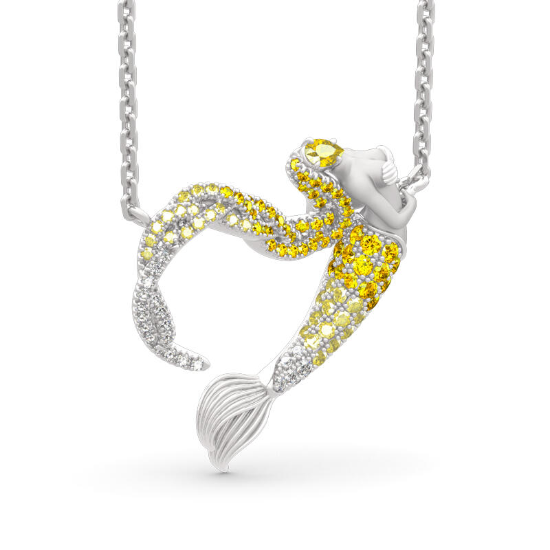 Jeulia "Ocean's Light" Sterling Silver Mermaid Gift Necklace for Valentine's Day