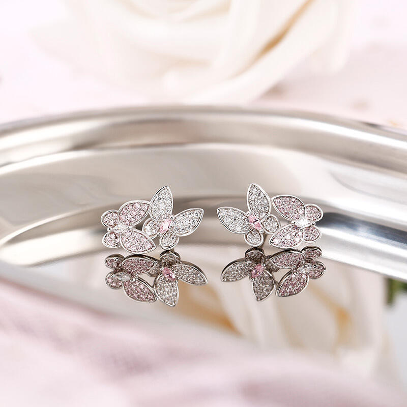 Jeulia "Spring is Coming" Two Butterfly Sterling Silver Earrings