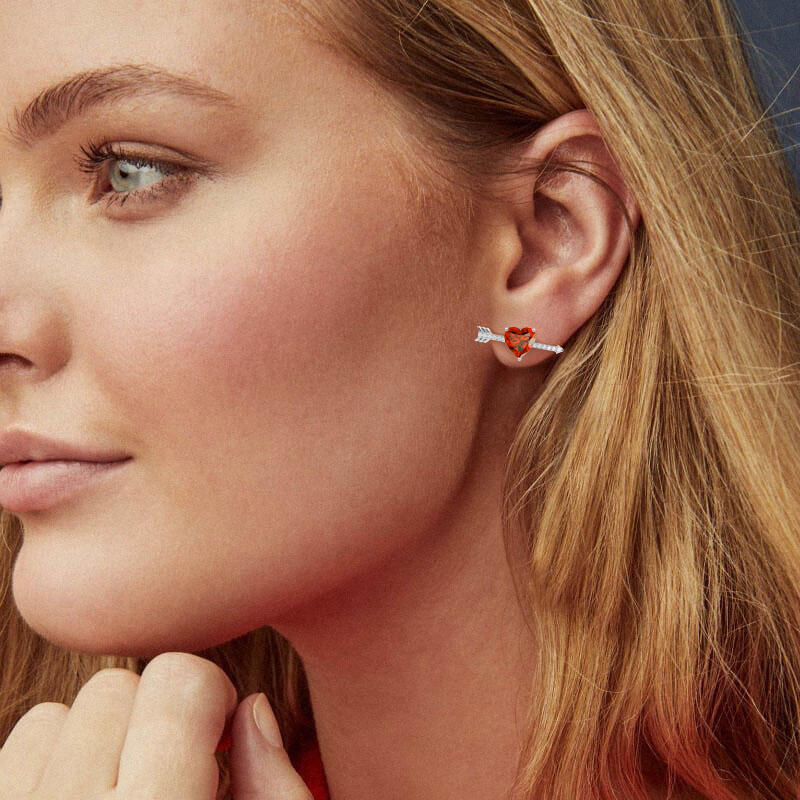 Jeulia "Arrow to Your Heart" Sterling Silver Earrings