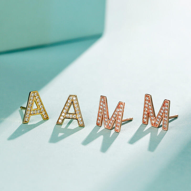 Jeulia "All of Me" Sterling Silver Personalized Initial Earrings