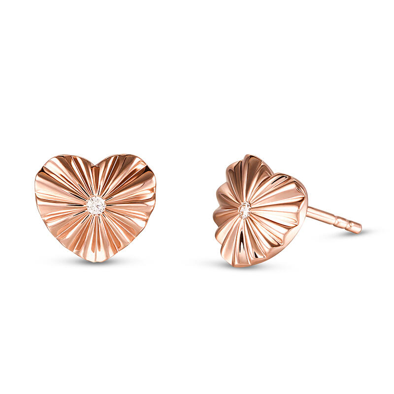 Jeulia "Love Edge" Heart Sterling Silver Children's Earrings