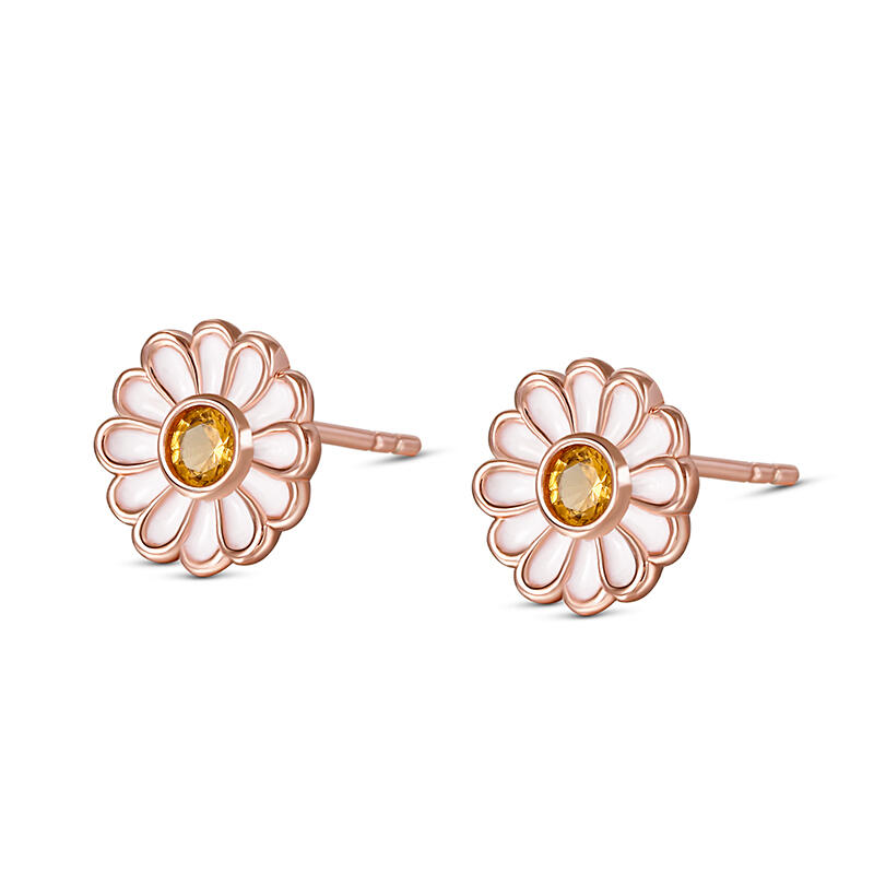 Jeulia "Small Daisy" Sterling Silver Children's Earrings