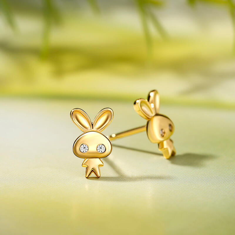 Jeulia "Sweet Bunny" Sterling Silver Children's Earrings