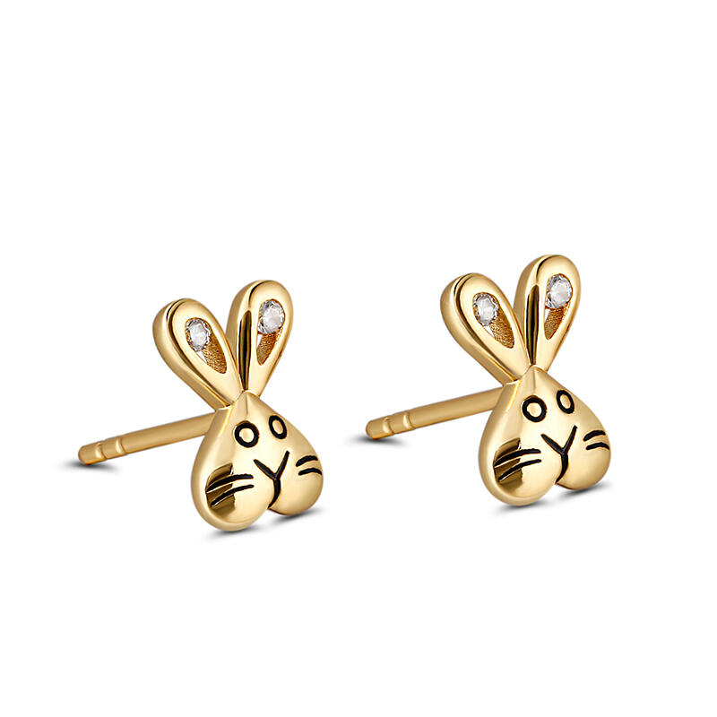 Jeulia "Adorable Bunny" Sterling Silver Children's Earrings