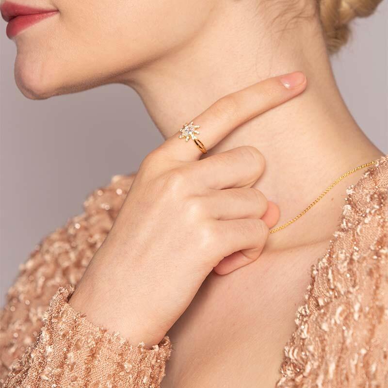 "My Little Sun" Oval Cut Cluster Halo Engagement Ring