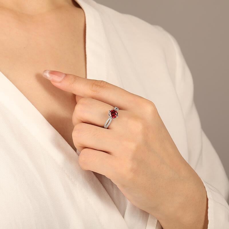 "Track Your Fragrance" Round Cut Side Stone Engagement Ring