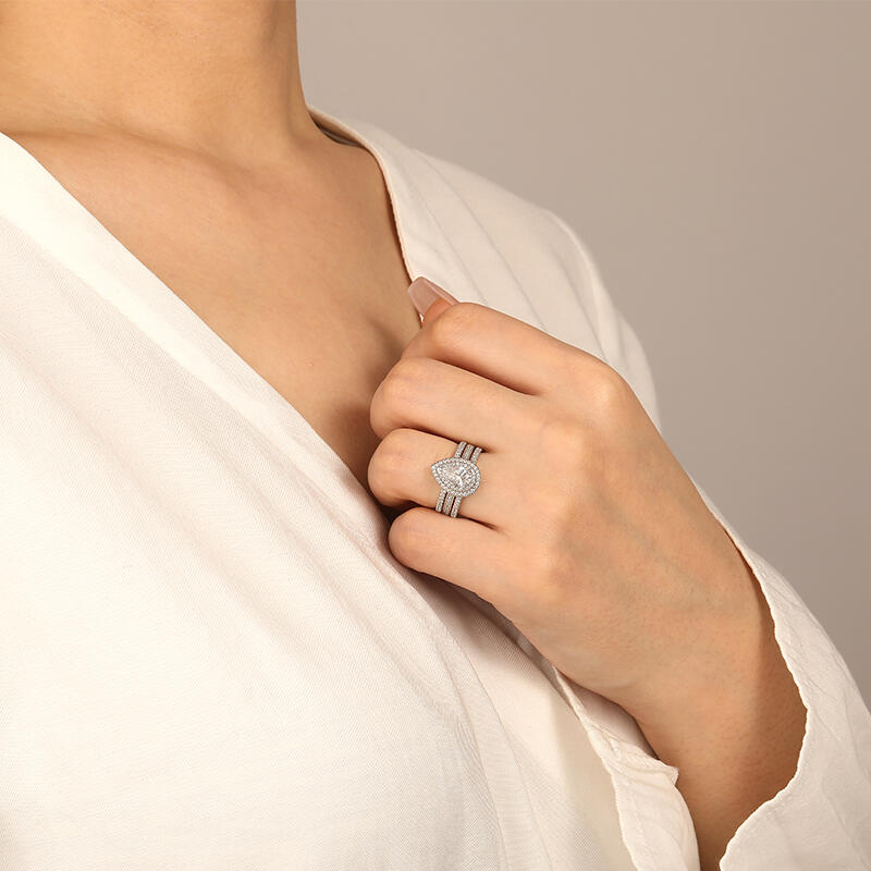 "Blushing Beloved" Pear Cut Bridal Set