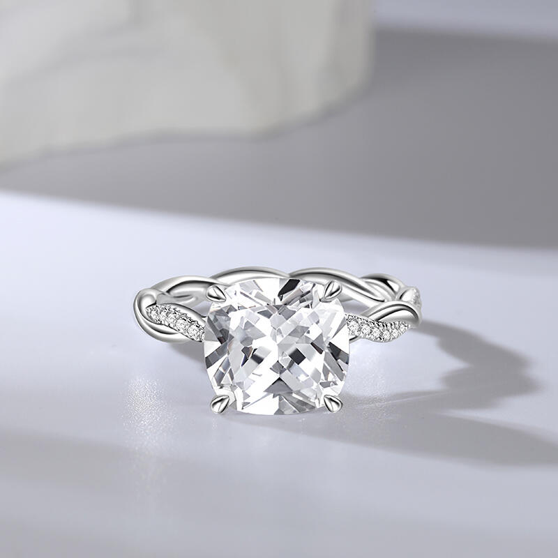 Jeulia Twist Cushion Cut Sterling Silver Ring