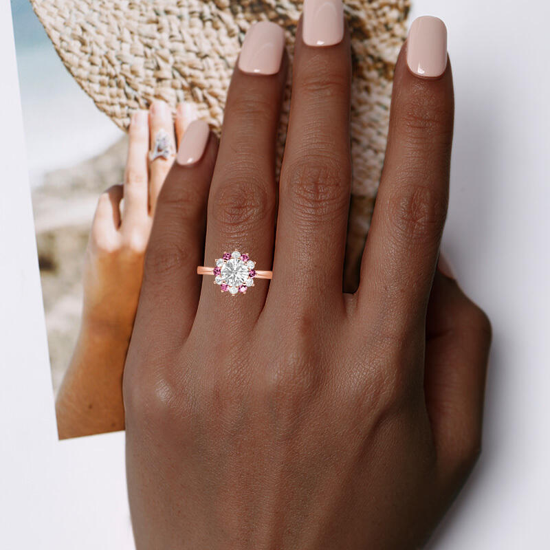 "I Know You Will" Round Cut Cluster Halo Engagement Ring