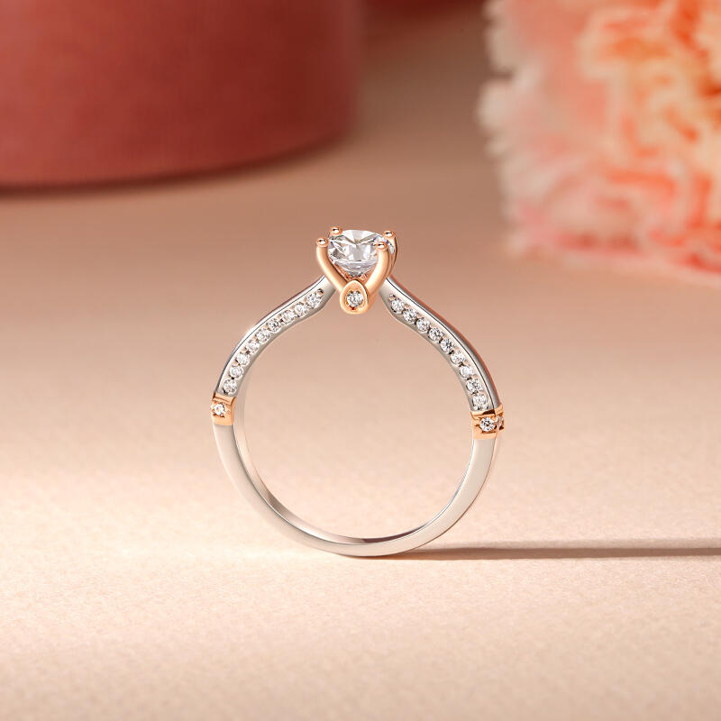 Jeulia Anillo Compromiso Cuatro Garras Dos Tonos Plata Esterlina