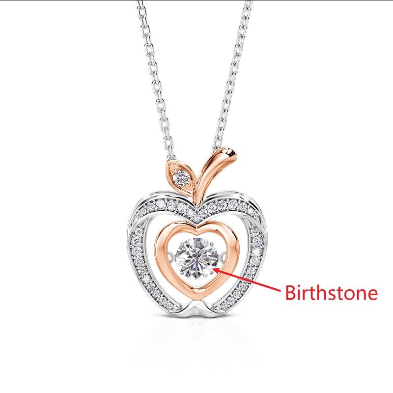 Jeulia Two Tone Hollow Apple Design Heart Necklace with Dancing Stone