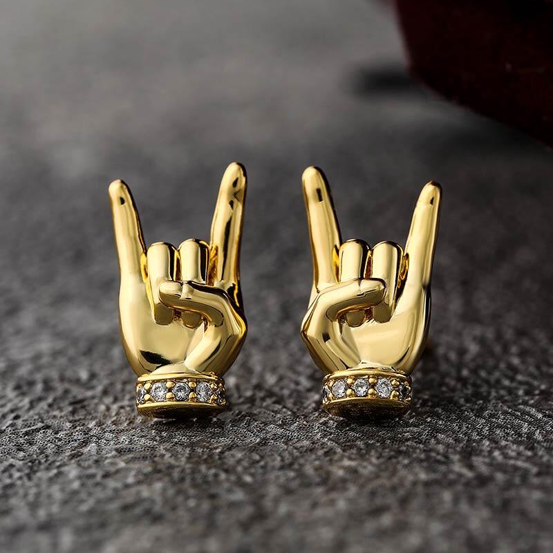 Jeulia "Rock and Roll" Gesture Sterling Silver Earrings