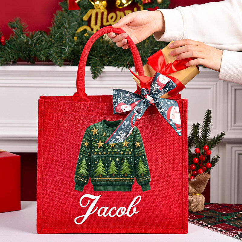 Personalized Name Christmas Gift Bags Unique Pattern Design Perfect Present for Family