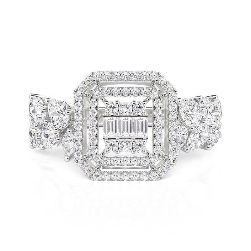 Jeulia Olivetta Double Halo Cluster Engagement Ring