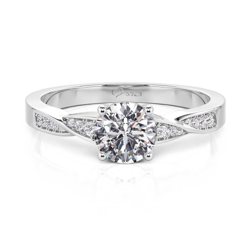 Jeulia Classic Twist Round Cut Engagement Ring Sterling Silver