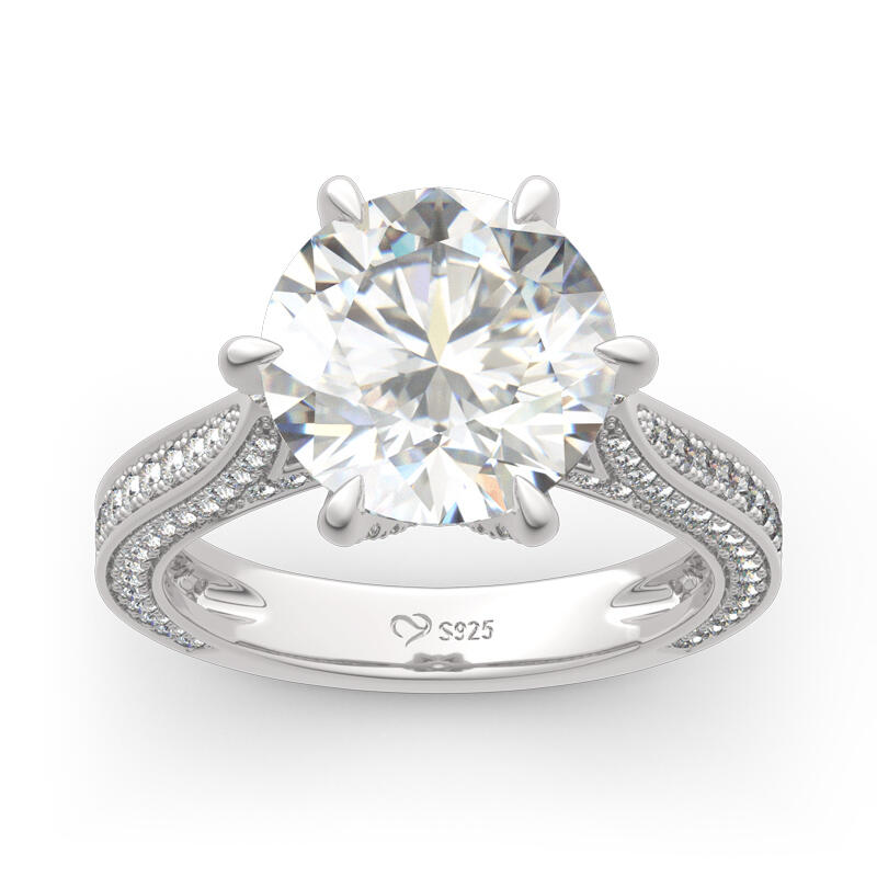 Jeulia Anillo Clásico De Plata Esterlina Con Corte Redondo