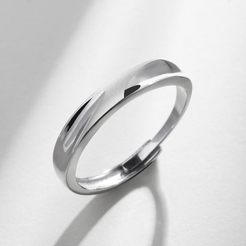 Jeulia Anillo con diseño sencillo de plata de ley de talla ajustable para hombre