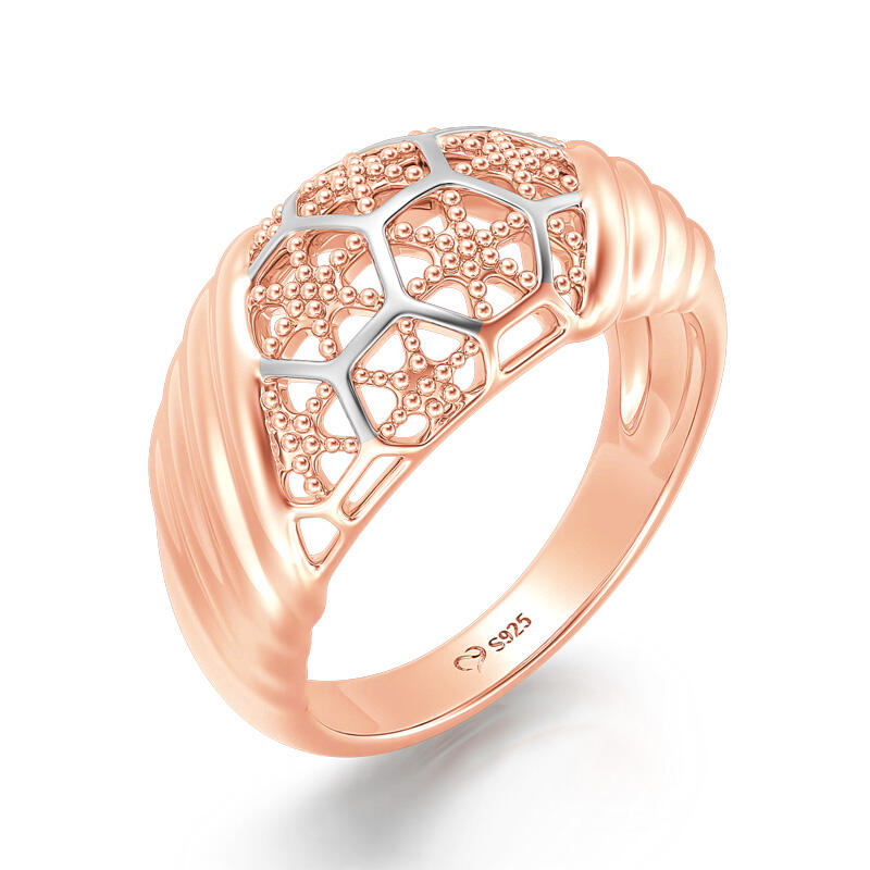 Jeulia Anillo de promesa con dos tonos con copo de nieve de plata de ley