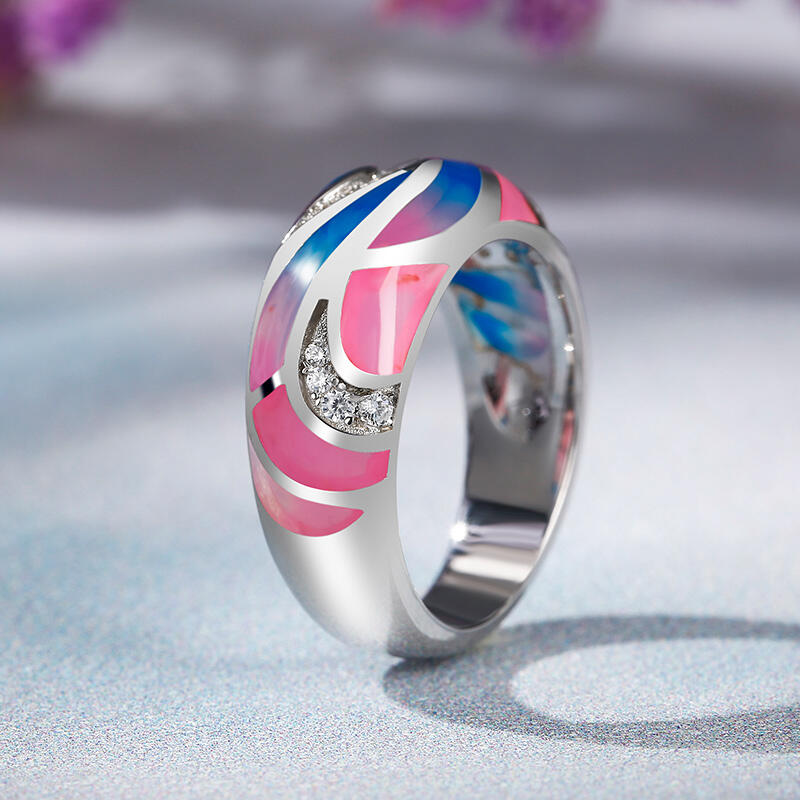 Dreamy Garden "Summer Style" Enamel Sterling Silver Women's Band