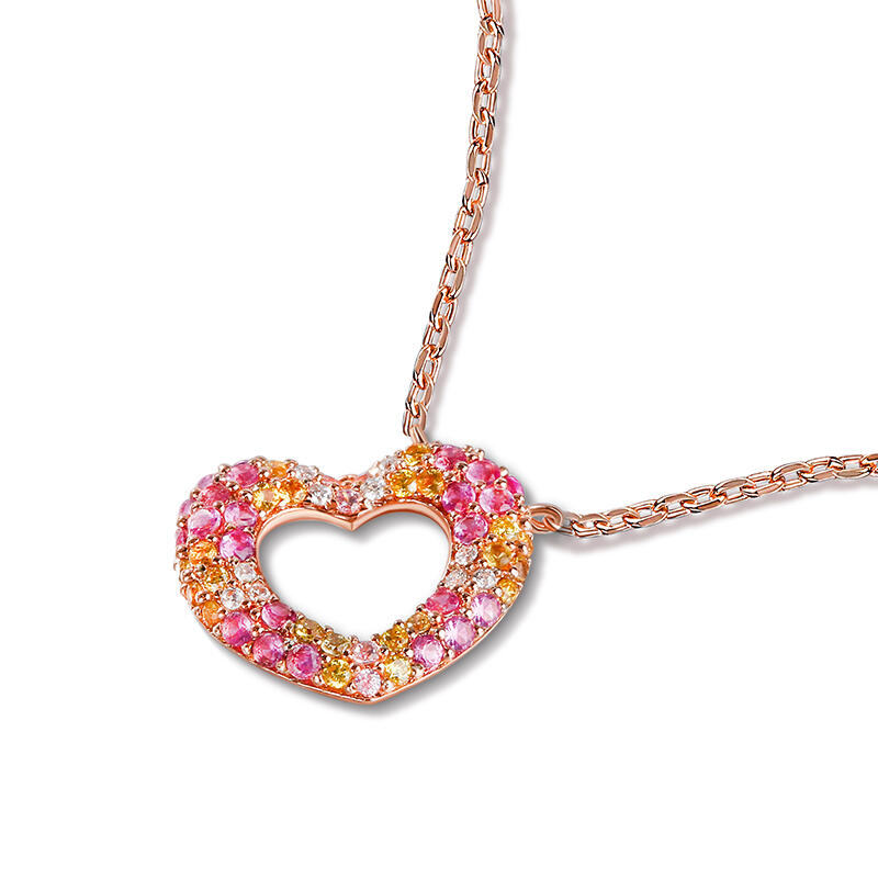 Jeulia "Donuts of Love" Multicolor Heart Sterling Silver Necklace