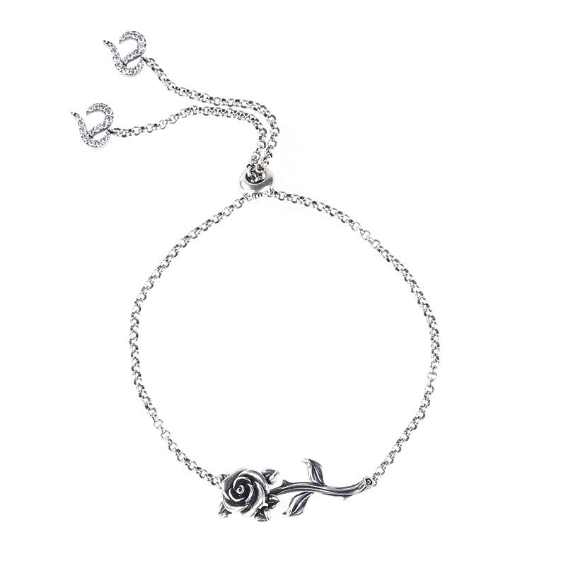 Jeulia Heart Leaves Rose Branch Bracelet
