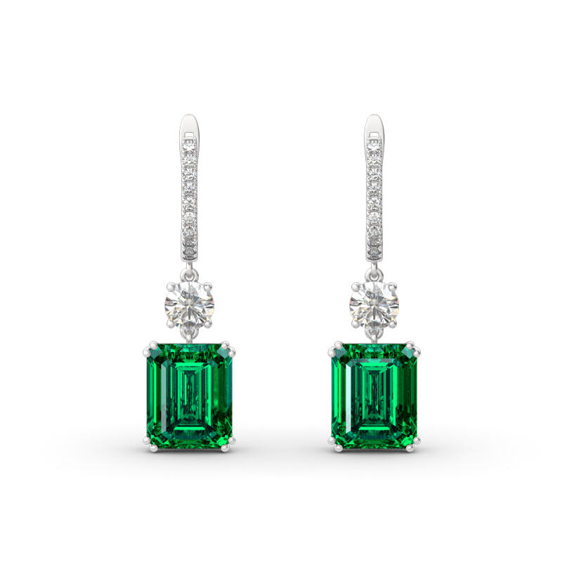 Jeulia Classic Emerald Cut Sterling Silver Earrings