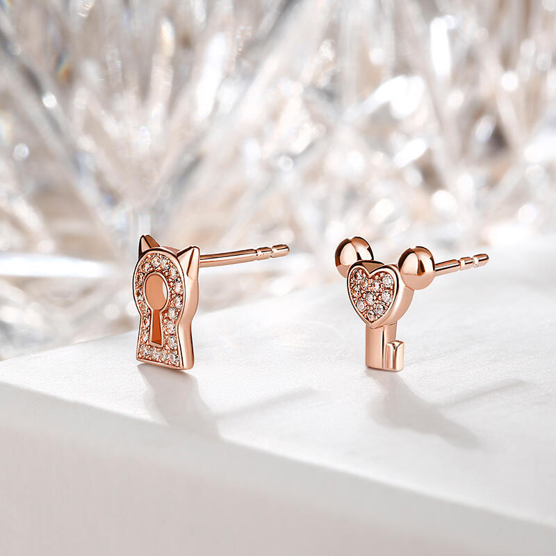 Jeulia "Key to Your Heart" Sterling Silver Children's Earrings