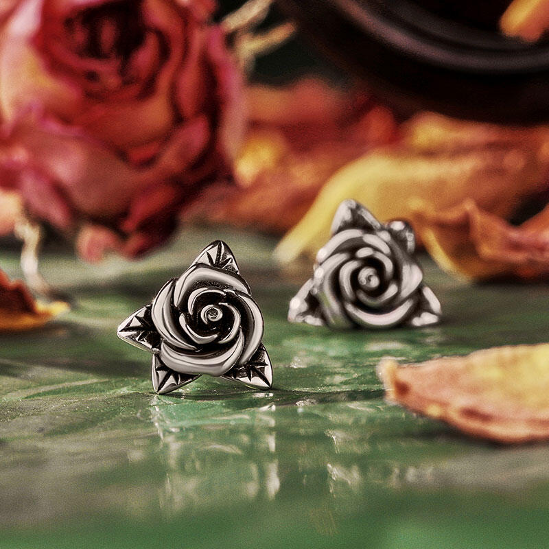 Jeulia "Rose Flower" Sterling Silver Earrings