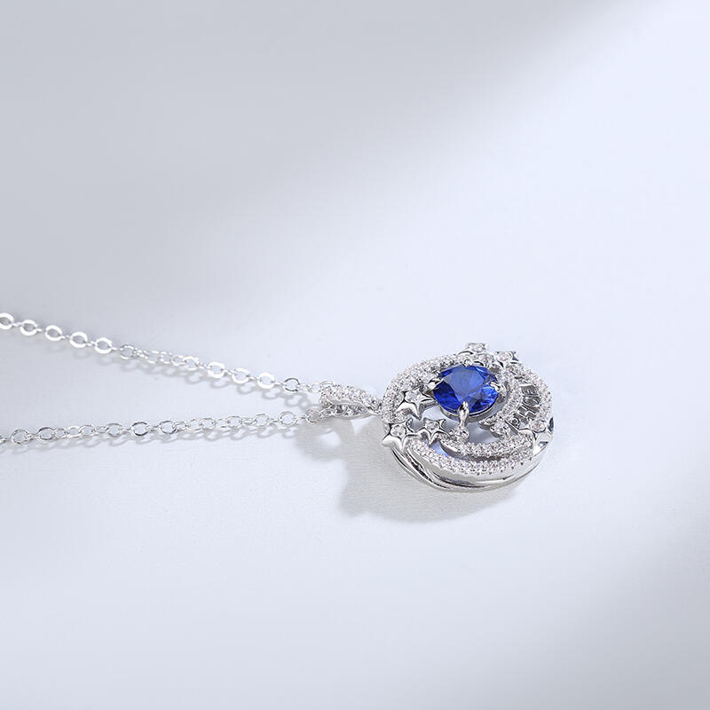 Jeulia "Night Sky" Personalized Round Cut Sterling Silver Necklace